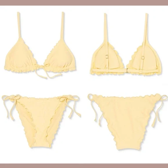 NWD Xhilaration [ Medium 4-6] Ruffle Triangle Top + High‎ Leg Bikini Bottom - Picture 3 of 12
